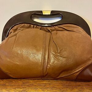 Tortoise Shell‎ Lucite & Brown Clutch